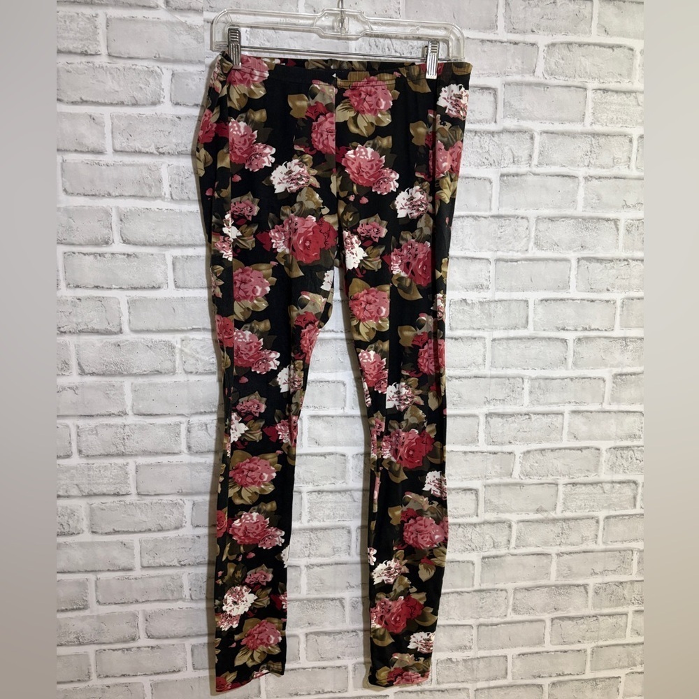 Suzy Shier Floral Women leggings - Black and Red, large